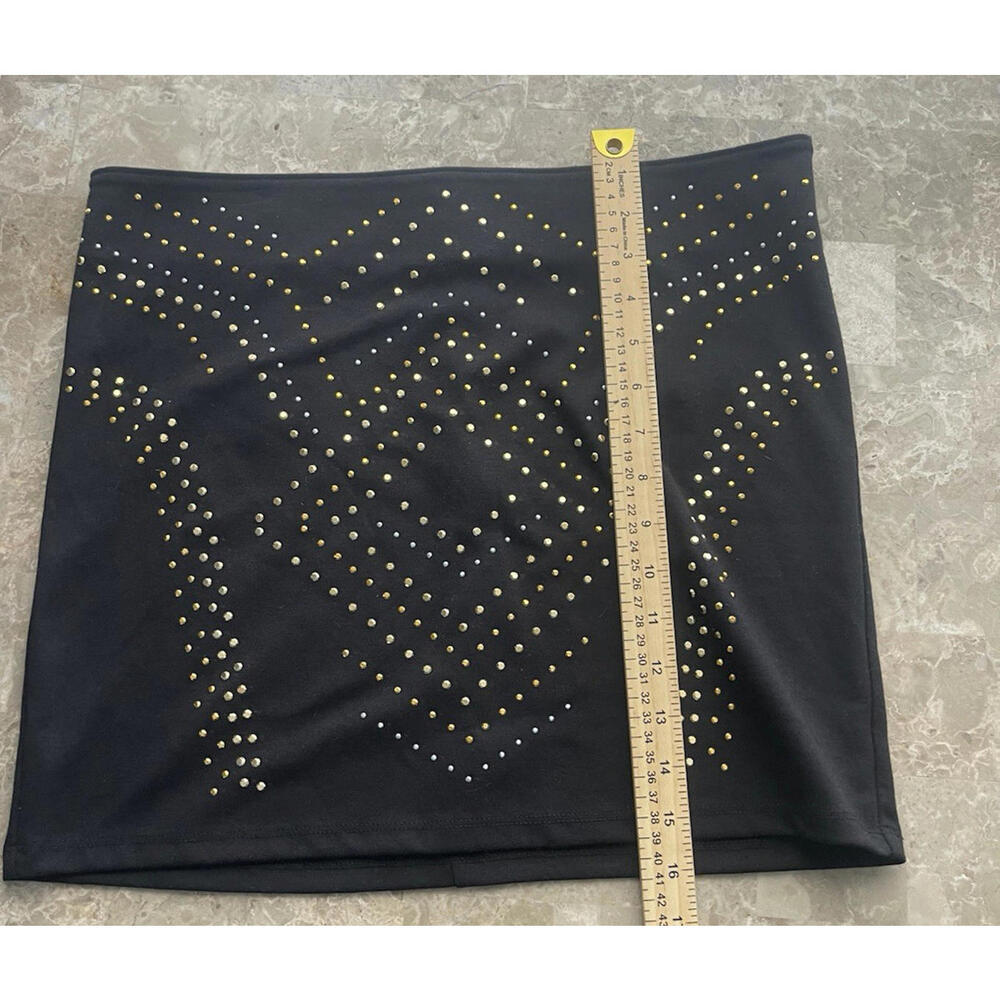 Women's Thalia Pencil short  Skirt, Size S deep black bling party